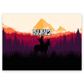 Поздравительная открытка с принтом Red Dead Redemption 2 в Тюмени, 100% бумага | плотность бумаги 280 г/м2, матовая, на обратной стороне линовка и место для марки
 | game | gamer | rdr2 | red dead redemption 2 | rockstar studios | игры | ковбой