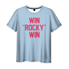 Мужская футболка 3D с принтом Win Rocky win в Тюмени, 100% полиэфир | прямой крой, круглый вырез горловины, длина до линии бедер | rocky | бокс | кино | рокки | сильвестр | спорт | сталлоне | фильм