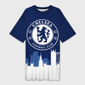 Платье-футболка 3D с принтом Челси в Тюмени,  |  | blue is | chelsea | chelsea fc | ktbffh | the blues | апл | аристократы | клубная | лондон | пенсионеры | синие | фанатская | футбол | футбольная | футбольный клуб | футбольный клуб челси | челси