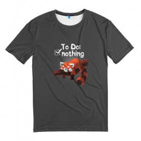 Мужская футболка 3D с принтом To Do: Nothing в Тюмени, 100% полиэфир | прямой крой, круглый вырез горловины, длина до линии бедер | ленивец | лень | панда