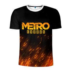 Мужская футболка 3D спортивная с принтом METRO EXODUS в Тюмени, 100% полиэстер с улучшенными характеристиками | приталенный силуэт, круглая горловина, широкие плечи, сужается к линии бедра | exodus | horror | metro 2033 | metro exodus | survival | игры | исход | метро | метро 2035