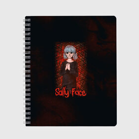 Тетрадь с принтом Sally Face в Тюмени, 100% бумага | 48 листов, плотность листов — 60 г/м2, плотность картонной обложки — 250 г/м2. Листы скреплены сбоку удобной пружинной спиралью. Уголки страниц и обложки скругленные. Цвет линий — светло-серый
 | sally face | гизмо | девид | девочка | игра | лари | ларри | мальчик | маска | мрачная | на лице | пых | с протезом | сал | сали | салли | салли фейс | фейс | фэйс | эддисон | эшли