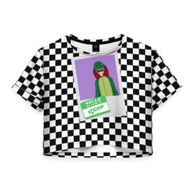 Женская футболка Cropp-top с принтом Френдзона Кроки в Тюмени, 100% полиэстер | круглая горловина, длина футболки до линии талии, рукава с отворотами | бойчик | группа | кроки | музыка | мультяшка | песни | подростки | поп панк | френдзона