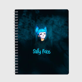 Тетрадь с принтом Sally Face в Тюмени, 100% бумага | 48 листов, плотность листов — 60 г/м2, плотность картонной обложки — 250 г/м2. Листы скреплены сбоку удобной пружинной спиралью. Уголки страниц и обложки скругленные. Цвет линий — светло-серый
 | sally face | гизмо | девид | девочка | игра | лари | ларри | мальчик | маска | мрачная | на лице | пых | с протезом | сал | сали | салли | салли фейс | фейс | фэйс | эддисон | эшли