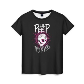 Женская футболка 3D с принтом Lil Peep. Rest In Peace в Тюмени, 100% полиэфир ( синтетическое хлопкоподобное полотно) | прямой крой, круглый вырез горловины, длина до линии бедер | лил пип | рэп