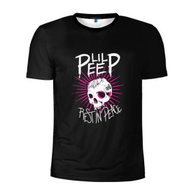 Мужская футболка 3D спортивная с принтом Lil Peep. Rest In Peace в Тюмени, 100% полиэстер с улучшенными характеристиками | приталенный силуэт, круглая горловина, широкие плечи, сужается к линии бедра | Тематика изображения на принте: лил пип | рэп