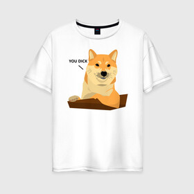 Женская футболка хлопок Oversize с принтом Сиба ину знает тебя Shiba Inu в Тюмени, 100% хлопок | свободный крой, круглый ворот, спущенный рукав, длина до линии бедер
 | dog | inu | pet | shiba | shiba inu | ину | пес | питомец | сиба | сиба ину | собака