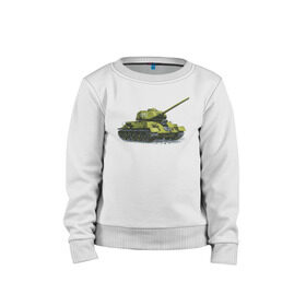 Детский свитшот хлопок с принтом Зимний Танк в Тюмени, 100% хлопок | круглый вырез горловины, эластичные манжеты, пояс и воротник | Тематика изображения на принте: war | бмп | броня | военный | война | зеленый | оборона | онлайн | оружие | снежный | танк | танки | танки онлайн | танчики