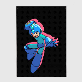 Постер с принтом Mega Man (pixel art) Black в Тюмени, 100% бумага
 | бумага, плотность 150 мг. Матовая, но за счет высокого коэффициента гладкости имеет небольшой блеск и дает на свету блики, но в отличии от глянцевой бумаги не покрыта лаком | 8 bit | 8bit | art | dendy | famicom | game | games | japan | japanese | man | mega | mega man | megaman | nes | pixel | pixel art | pixelart | retro | video games | videogames