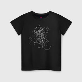 Детская футболка хлопок с принтом Белая медуза векторный рисунок в Тюмени, 100% хлопок | круглый вырез горловины, полуприлегающий силуэт, длина до линии бедер | art | medusa | vector | абстракция | вектор | медуза | щупальца