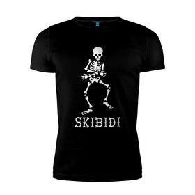 Мужская футболка хлопок Slim с принтом Skibidi в Тюмени, 92% хлопок, 8% лайкра | приталенный силуэт, круглый вырез ворота, длина до линии бедра, короткий рукав | Тематика изображения на принте: dance | little big | music | punk | rave | rock | skibidi | skull | литл биг | музыка | панк | песня | рок | рэ | рэйв | скелет | скибиди | танец | хип хоп | череп