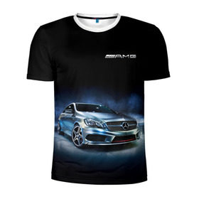 Мужская футболка 3D спортивная с принтом Mercedes AMG в Тюмени, 100% полиэстер с улучшенными характеристиками | приталенный силуэт, круглая горловина, широкие плечи, сужается к линии бедра | car | mercedes | mercedes   benz | motorsport | автомобиль | автоспорт | мерседес | спорткар