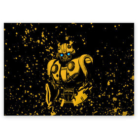 Поздравительная открытка с принтом Bumblebee в Тюмени, 100% бумага | плотность бумаги 280 г/м2, матовая, на обратной стороне линовка и место для марки
 | kefer | volkswagen | автобот | бамблби | трансформатор | трансформаторы | шершень | шмель