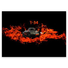 Поздравительная открытка с принтом T-34 в Тюмени, 100% бумага | плотность бумаги 280 г/м2, матовая, на обратной стороне линовка и место для марки
 | 34 | 9 мая | fire | tank | wot | броня | вов | война | день победы | огонь | оружие | пламя | советский | танк | танки