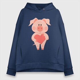 Женское худи Oversize хлопок с принтом Love Pig в Тюмени, френч-терри — 70% хлопок, 30% полиэстер. Мягкий теплый начес внутри —100% хлопок | боковые карманы, эластичные манжеты и нижняя кромка, капюшон на магнитной кнопке | 2019 | дед мороз | дом | елка | желание | животные | зима | кабан | милый | мороз | настроение | новый год | пеппа | подарок | позитив | поросенок | праздник | радость | рождество | санта клаус | свинка