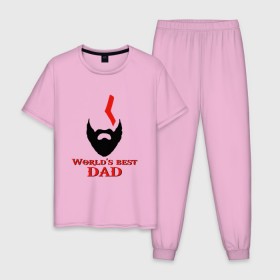 Мужская пижама хлопок с принтом Worlds Best Dad в Тюмени, 100% хлопок | брюки и футболка прямого кроя, без карманов, на брюках мягкая резинка на поясе и по низу штанин
 | god of war | лучший в мире | лучший папа | любимый | отец | папа | папочка