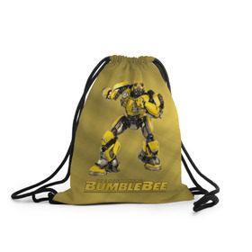 Рюкзак-мешок 3D с принтом Bumblebee -3- в Тюмени, 100% полиэстер | плотность ткани — 200 г/м2, размер — 35 х 45 см; лямки — толстые шнурки, застежка на шнуровке, без карманов и подкладки | Тематика изображения на принте: kefer | volkswagen | автобот | бамблби | трансформатор | трансформаторы | шершень | шмель