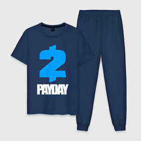 Мужская пижама хлопок с принтом PAYDAY 2 в Тюмени, 100% хлопок | брюки и футболка прямого кроя, без карманов, на брюках мягкая резинка на поясе и по низу штанин
 | game | logo | payday | payday 2 | shooter | игра | лого | шутер