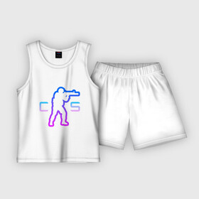 Детская пижама с шортами хлопок с принтом CS   логотип с бойцом в Тюмени,  |  | counter strike | cs 1.6 | кантра | контр страйк | контра | кс