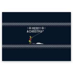 Поздравительная открытка с принтом Гринч Вязаный в Тюмени, 100% бумага | плотность бумаги 280 г/м2, матовая, на обратной стороне линовка и место для марки
 | Тематика изображения на принте: вязаный свитер | вязка | новый год | рождество