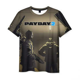 Мужская футболка 3D с принтом Payday 2 в Тюмени, 100% полиэфир | прямой крой, круглый вырез горловины, длина до линии бедер | 2 | payday | беглец | бот | ограбления | пейдей | призрак | симулятор | техник | штурмовик | шутер