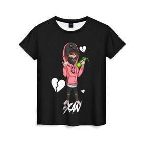 Женская футболка 3D с принтом LIL XAN в Тюмени, 100% полиэфир ( синтетическое хлопкоподобное полотно) | прямой крой, круглый вырез горловины, длина до линии бедер | anime | lilxan | lil_xan | аниме | лил хан | лилхан