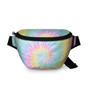 Поясная сумка 3D с принтом Pastel Tie Dye в Тюмени, 100% полиэстер | плотная ткань, ремень с регулируемой длиной, внутри несколько карманов для мелочей, основное отделение и карман с обратной стороны сумки застегиваются на молнию | tie dye | абстракция | краска | хиппи