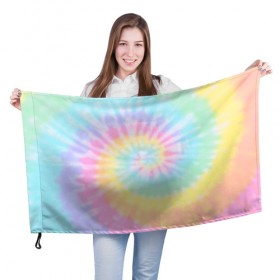 Флаг 3D с принтом Pastel Tie Dye в Тюмени, 100% полиэстер | плотность ткани — 95 г/м2, размер — 67 х 109 см. Принт наносится с одной стороны | tie dye | абстракция | краска | хиппи