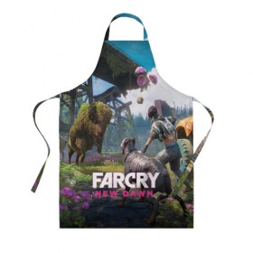 Фартук 3D с принтом FARCRY:NEW DAWN в Тюмени, 100% полиэстер | общий размер — 65 х 85 см, ширина нагрудника — 26 см, горловина — 53 см, длина завязок — 54 см, общий обхват в поясе — 173 см. Принт на завязках и на горловине наносится с двух сторон, на основной части фартука — только с внешней стороны | far cry | far cry 5 | far cry new dawn | far cry primal | farcry | fc 5 | fc5 | game | new dawn | primal | игры | постапокалипсис | фар край | фар край 5