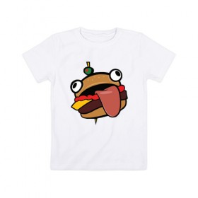 Детская футболка хлопок с принтом Durr burger в Тюмени, 100% хлопок | круглый вырез горловины, полуприлегающий силуэт, длина до линии бедер | Тематика изображения на принте: battle | durrr | fastfood | fortnite | royale | бургер | еда | фастфуд