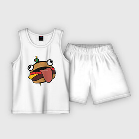 Детская пижама с шортами хлопок с принтом Durr burger в Тюмени,  |  | battle | durrr | fastfood | fortnite | royale | бургер | еда | фастфуд