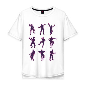 Мужская футболка хлопок Oversize с принтом Fortnite dance в Тюмени, 100% хлопок | свободный крой, круглый ворот, “спинка” длиннее передней части | Тематика изображения на принте: battle | dancer | royale | игрок | контур | силуэты | танец | танцор