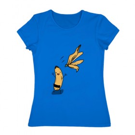 Женская футболка хлопок с принтом Банана в Тюмени, 100% хлопок | прямой крой, круглый вырез горловины, длина до линии бедер, слегка спущенное плечо | банан | еда | прикол | юмор