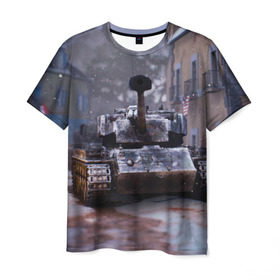 Мужская футболка 3D с принтом Танк в засаде в Тюмени, 100% полиэфир | прямой крой, круглый вырез горловины, длина до линии бедер | 9 мая | cs | winner | wot | армия | бронетехника | вов | день победы | зима | игра | контра | оружие | победитель | танки | танки онлайн | танкист | танковые войска