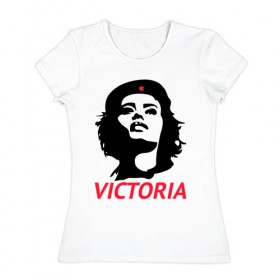 Женская футболка хлопок с принтом Victoria в Тюмени, 100% хлопок | прямой крой, круглый вырез горловины, длина до линии бедер, слегка спущенное плечо | 