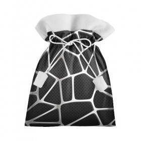 Подарочный 3D мешок с принтом Серебряная паутина в Тюмени, 100% полиэстер | Размер: 29*39 см | Тематика изображения на принте: абстракция | алюминий | геометрия | карбон | нить | паутина | серебро | сеть | сталь