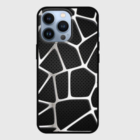 Чехол для iPhone 13 Pro с принтом Серебряная паутина в Тюмени,  |  | Тематика изображения на принте: абстракция | алюминий | геометрия | карбон | нить | паутина | серебро | сеть | сталь