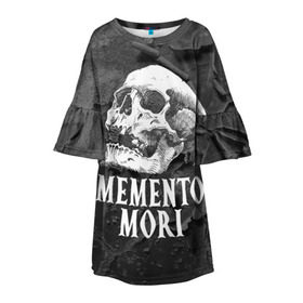 Детское платье 3D с принтом Memento mori в Тюмени, 100% полиэстер | прямой силуэт, чуть расширенный к низу. Круглая горловина, на рукавах — воланы | black | death | life | memento mori | skeleton | skull | жизнь | скелет | череп | черный