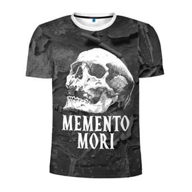 Мужская футболка 3D спортивная с принтом Memento mori в Тюмени, 100% полиэстер с улучшенными характеристиками | приталенный силуэт, круглая горловина, широкие плечи, сужается к линии бедра | black | death | life | memento mori | skeleton | skull | жизнь | скелет | череп | черный