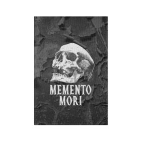 Обложка для паспорта матовая кожа с принтом Memento mori в Тюмени, натуральная матовая кожа | размер 19,3 х 13,7 см; прозрачные пластиковые крепления | black | death | life | memento mori | skeleton | skull | жизнь | скелет | череп | черный