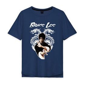 Мужская футболка хлопок Oversize с принтом Bruce lee в Тюмени, 100% хлопок | свободный крой, круглый ворот, “спинка” длиннее передней части | Тематика изображения на принте: bruce lee | jeet kune do | брюс ли | каратэ