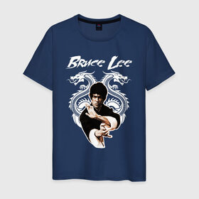 Мужская футболка хлопок с принтом Bruce lee в Тюмени, 100% хлопок | прямой крой, круглый вырез горловины, длина до линии бедер, слегка спущенное плечо. | bruce lee | jeet kune do | брюс ли | каратэ
