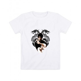 Детская футболка хлопок с принтом Bruce Lee в Тюмени, 100% хлопок | круглый вырез горловины, полуприлегающий силуэт, длина до линии бедер | 