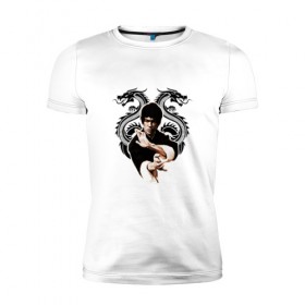 Мужская футболка премиум с принтом Bruce Lee в Тюмени, 92% хлопок, 8% лайкра | приталенный силуэт, круглый вырез ворота, длина до линии бедра, короткий рукав | 