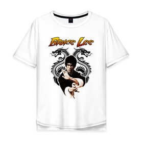 Мужская футболка хлопок Oversize с принтом Bruce lee в Тюмени, 100% хлопок | свободный крой, круглый ворот, “спинка” длиннее передней части | bruce lee | jeet kune do | karate | брюс ли | каратэ