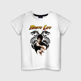 Детская футболка хлопок с принтом Bruce lee в Тюмени, 100% хлопок | круглый вырез горловины, полуприлегающий силуэт, длина до линии бедер | Тематика изображения на принте: bruce lee | jeet kune do | karate | брюс ли | каратэ
