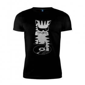 Мужская футболка премиум с принтом Кот Dj в Тюмени, 92% хлопок, 8% лайкра | приталенный силуэт, круглый вырез ворота, длина до линии бедра, короткий рукав | вечеринка | диджей | кот | котейка | котенок | котэ | кошка | музыка | очки | пластинка