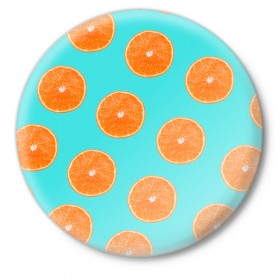 Значок с принтом Апельсины в Тюмени,  металл | круглая форма, металлическая застежка в виде булавки | апельсин | апельсины | грейпфрукт | грейпфрут | разрез | сочный | фрукт