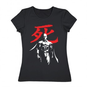 Женская футболка хлопок с принтом Сайтама в Тюмени, 100% хлопок | прямой крой, круглый вырез горловины, длина до линии бедер, слегка спущенное плечо | ok hero | one | punchm anime | saitama | аниме | ванпанч