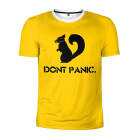 Мужская футболка 3D спортивная с принтом Dont Panic. в Тюмени, 100% полиэстер с улучшенными характеристиками | приталенный силуэт, круглая горловина, широкие плечи, сужается к линии бедра | Тематика изображения на принте: dont panic | белка | енот | скунс